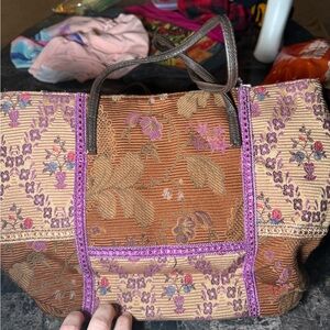 Bueno Floral Tote Bag in Brown and Purple